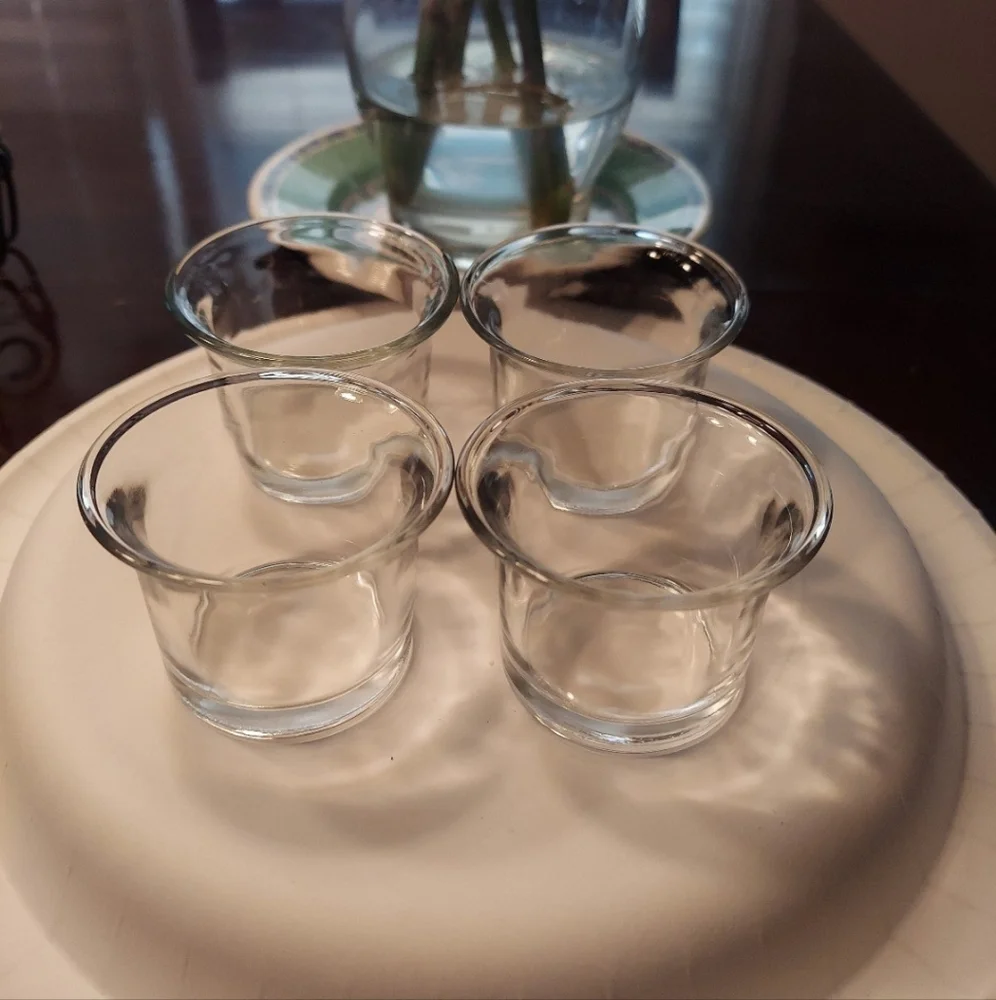 NWOT SOUTHERN LIVING ART DECO VOTIVE CANDLE HOLDER SET OF 4 METAL/GLASS